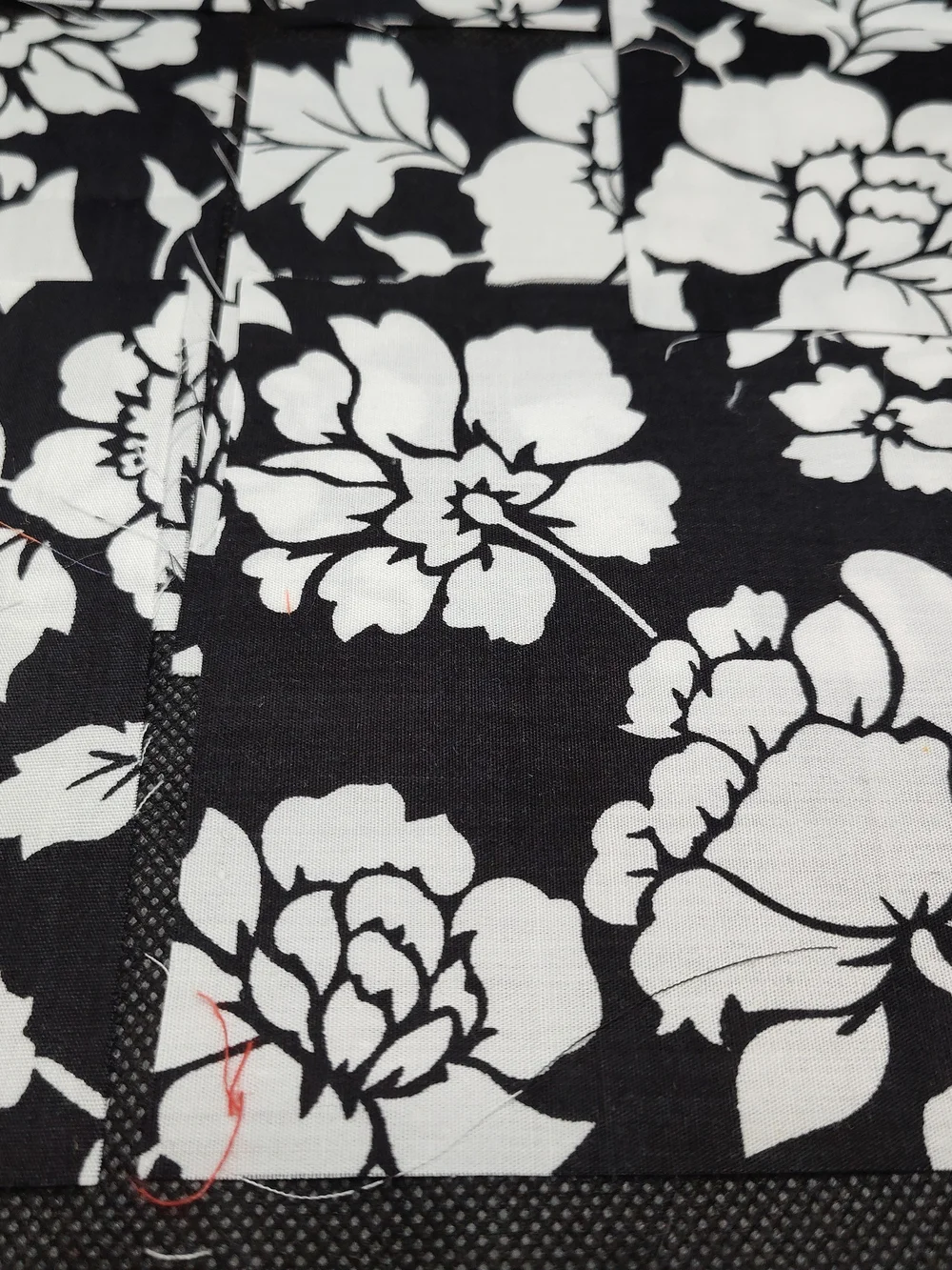 7 4.50 INCH Black Floral Cotton Fabric SQUARES